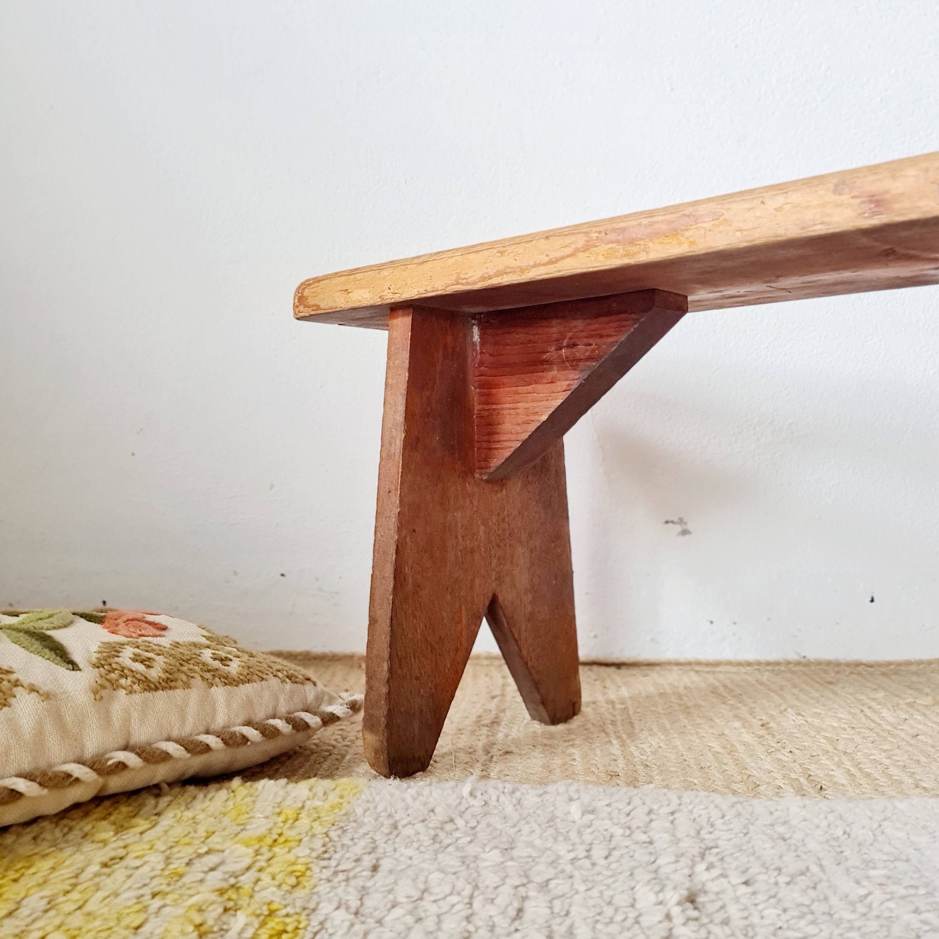 Old farmhouse bench in solid wood - 128 cm