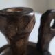 Brutalist wooden candle holder 1960