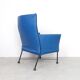 Montis Charly blue leather arm chair, 1980s