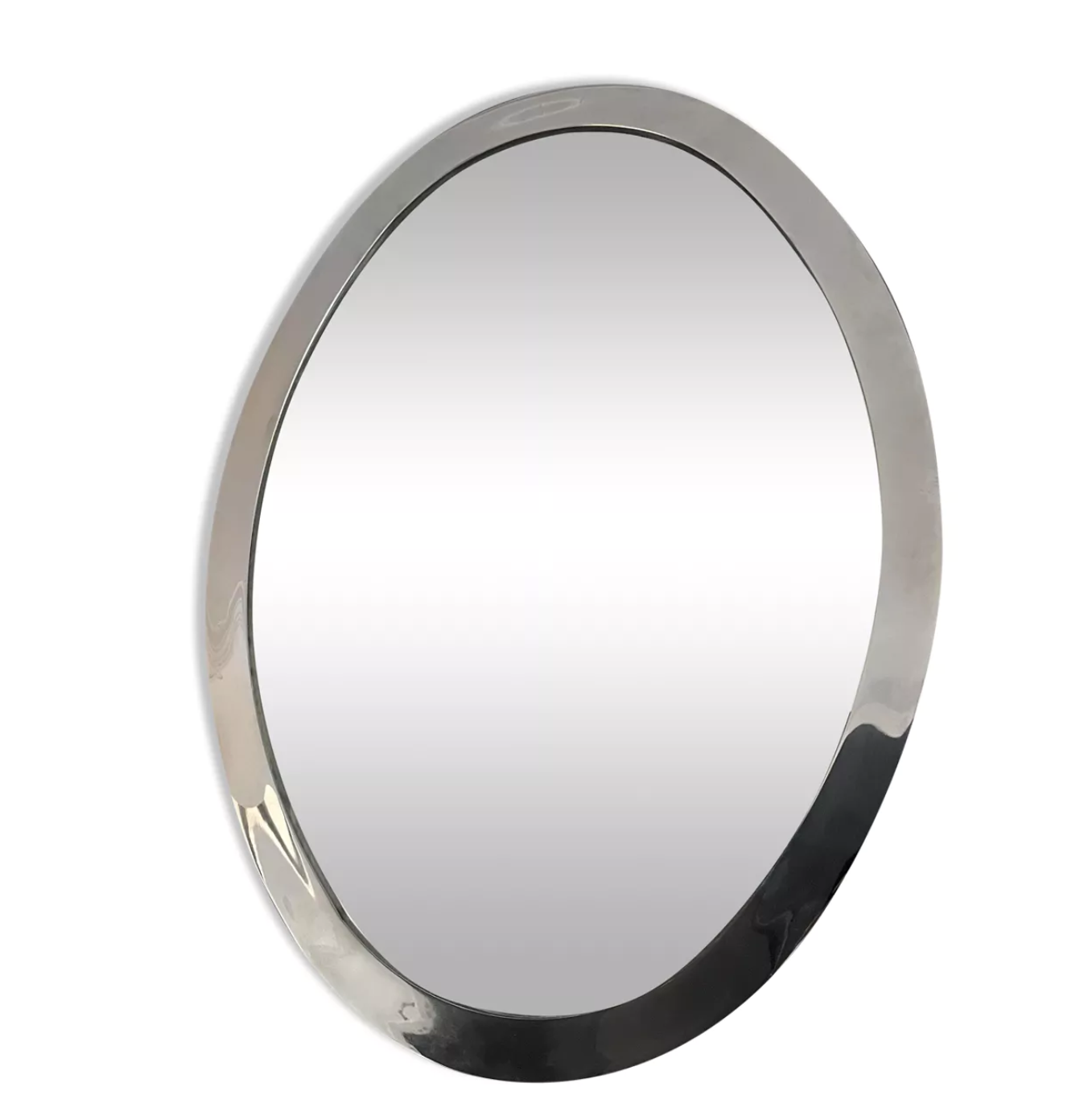 Art Deco oval mirror in chrome brass, France 1930 vintage