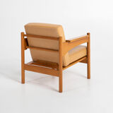 Pair of Oak and Leather Armchairs by Uluv Krasna Jizba, 1960s