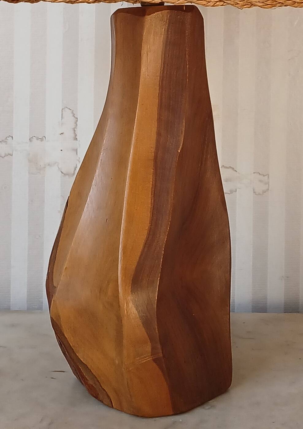 "Noll" lamp in wood and rope, circa 1950