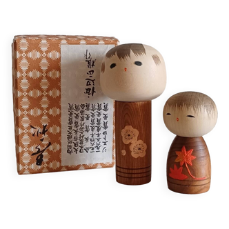 Old Kokeshi dolls signed, 1965