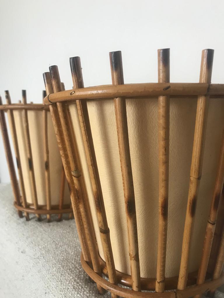 Pair of vintage bamboo wall lights