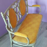 Lacquered curved wooden bench