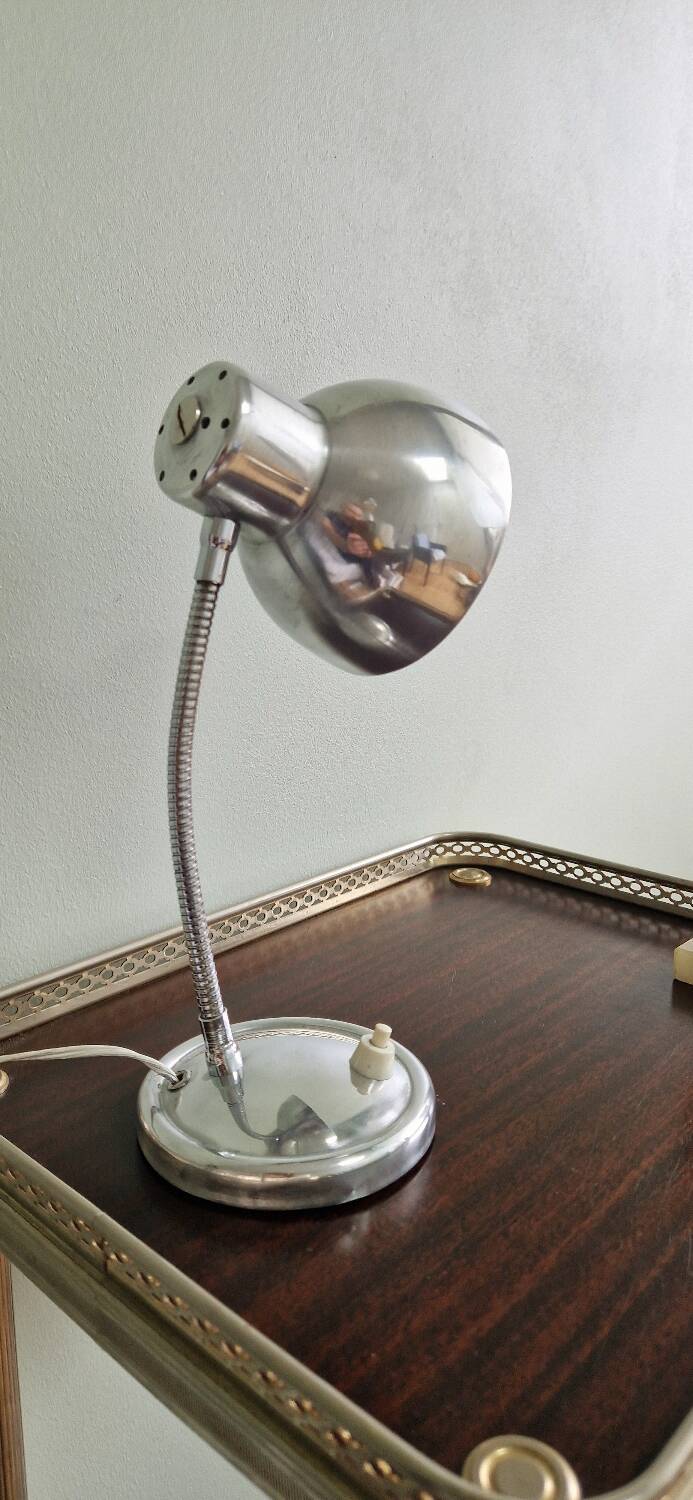 Polished aluminum desk lamp from the 1950s