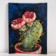 Peinture ancienne huile sur toile cactus signée Claudel