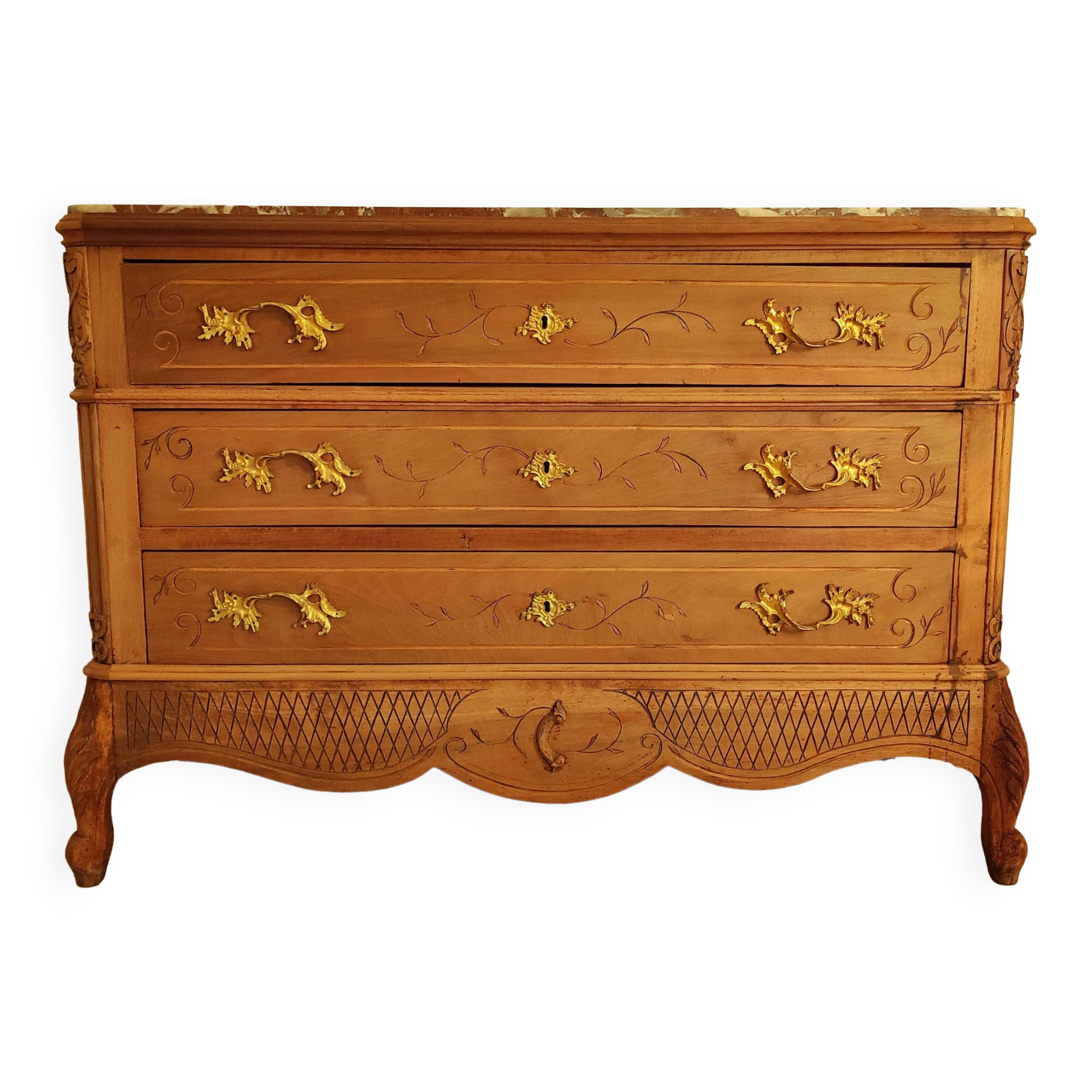 Commode liégeoise ancienne dessus marbre