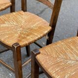 3 chaises bois massif et paillées