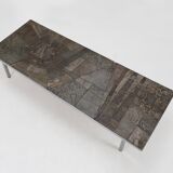Brutalist Coffee Table Handmade and signed by Pia Manu, 1960s
