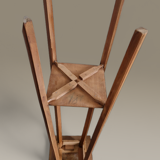 Art Deco sculpted pedestal in solid wood and marble – circa 1930