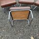 Set of 3 vintage 70s armchairs + pouffe – Brown faux leather
