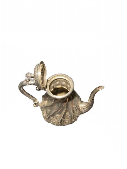 Silver-plated metal teapot