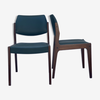 Pair of scandinavian teak and skai dining chairs
