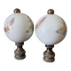 pair of antique painted porcelain knob handles