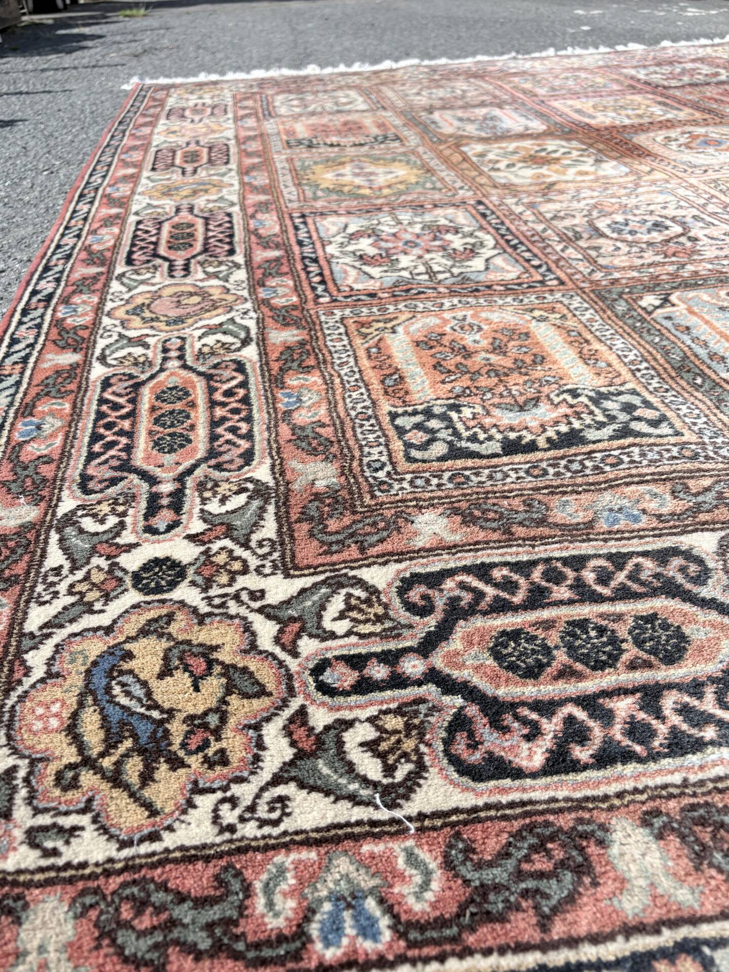 Large vintage Romanian wool carpet in Bakhtiari style
