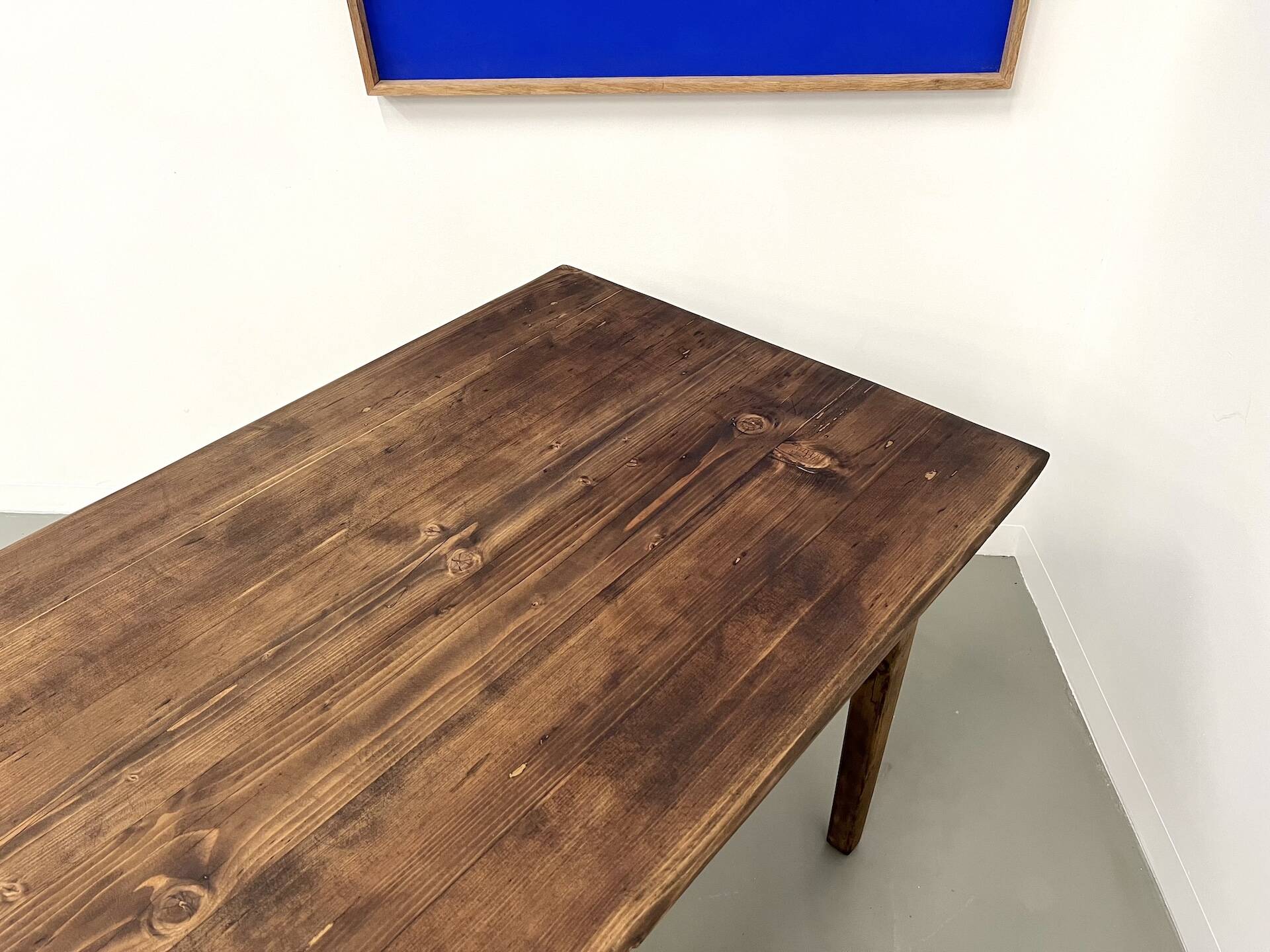 Large solid pine farmhouse table with spindle legs