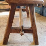 "A frame" bench in solid oak, patinated.