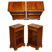 Vintage Georgian Style Walnut Bedside Tables, Set of 2