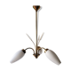 60's opaline and brass chandelier