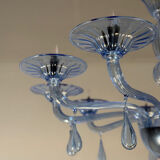 Venetian glass chandelier in blue Murano, circa 1980.