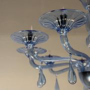 Lustre vénitien en verre de Murano bleu, vers 1980