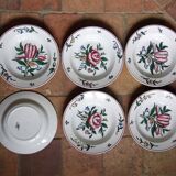 6 assiettes creuses en faïence de sarreguemines, début xx ème siècle