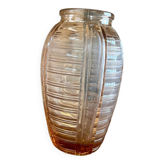 Vase Art Déco en verre rose