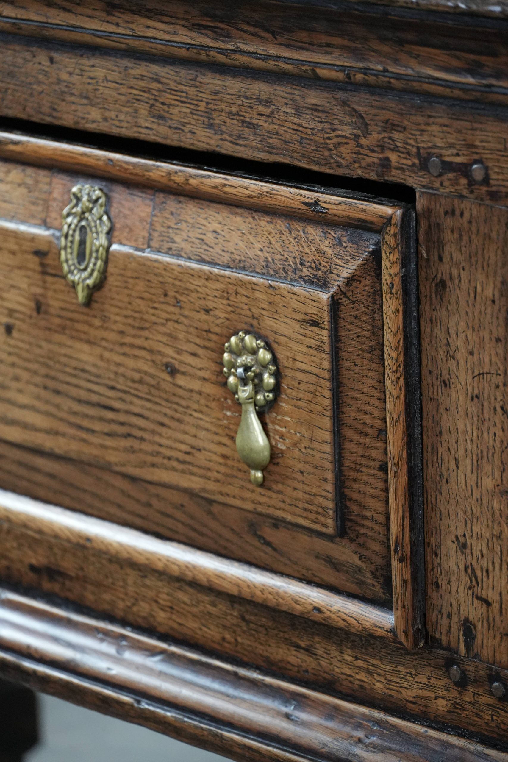 Antique English sideboard from the early 18th century made of oak