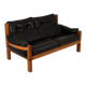 Pierre Chapo. S22 two-seater sofa, in elm and black leather. 1970