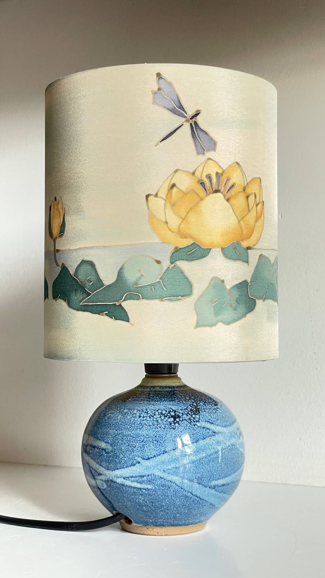 Vintage ceramic and silk ball lamp