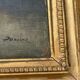 Large old painting landscape river – oil on canvas late 19th century – framed