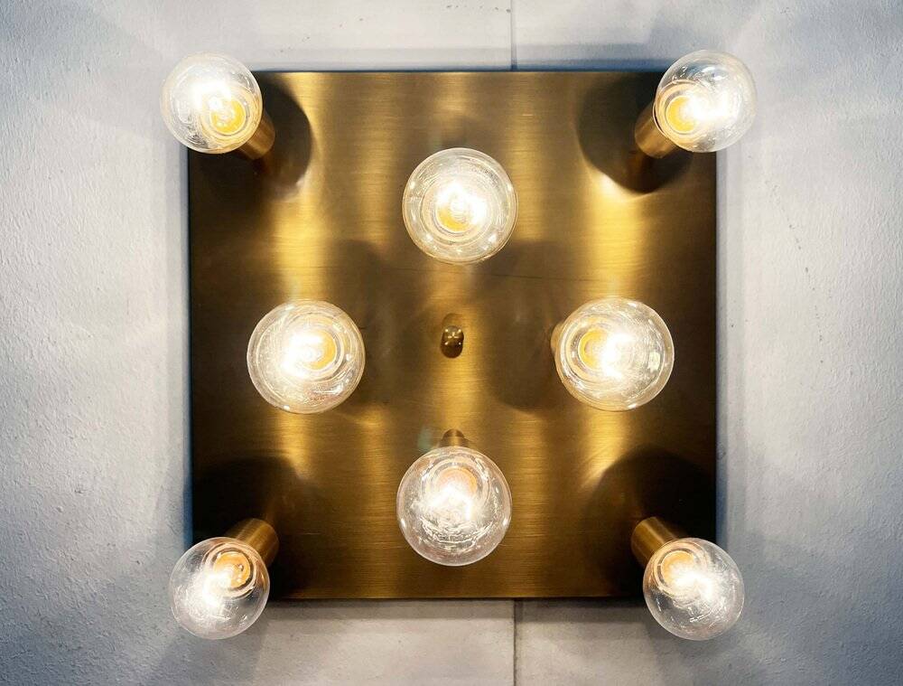 Vintage German Brass Ceiling or Wall Lamp from Sölken, 1970s