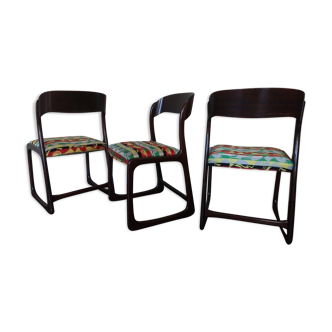 3 vintage Baumann 1960 sleigh chairs