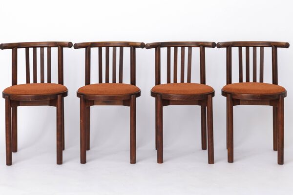 5 chaises en bois cintré des années 1950, chaises vintage en hêtre, salle à manger du milieu du siècle