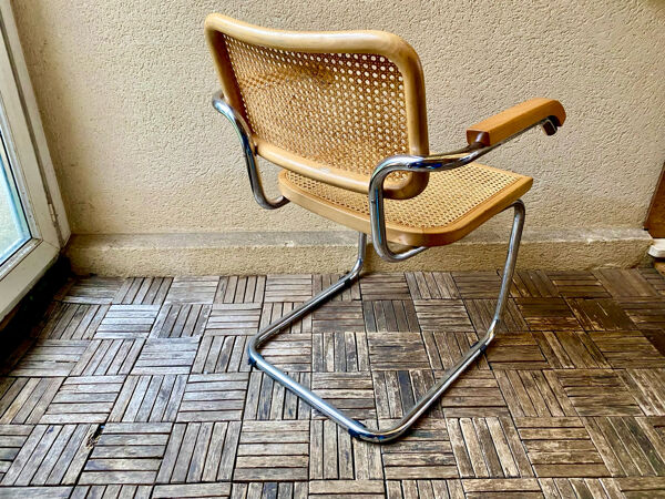 Fauteuil Cesca B64 design Marcel Breuer vintage Italie années 80