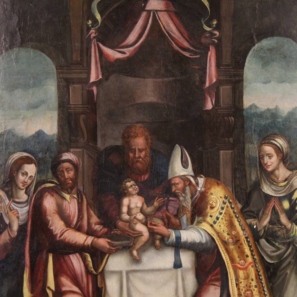 Great 16th-century Italian painting on panel, The Circumcision of Jesus