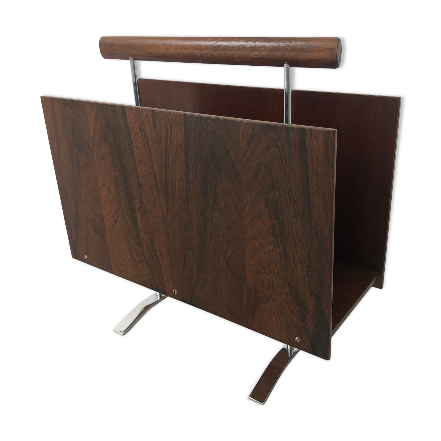 Vintage Magazine Rack in Wood, 1970s