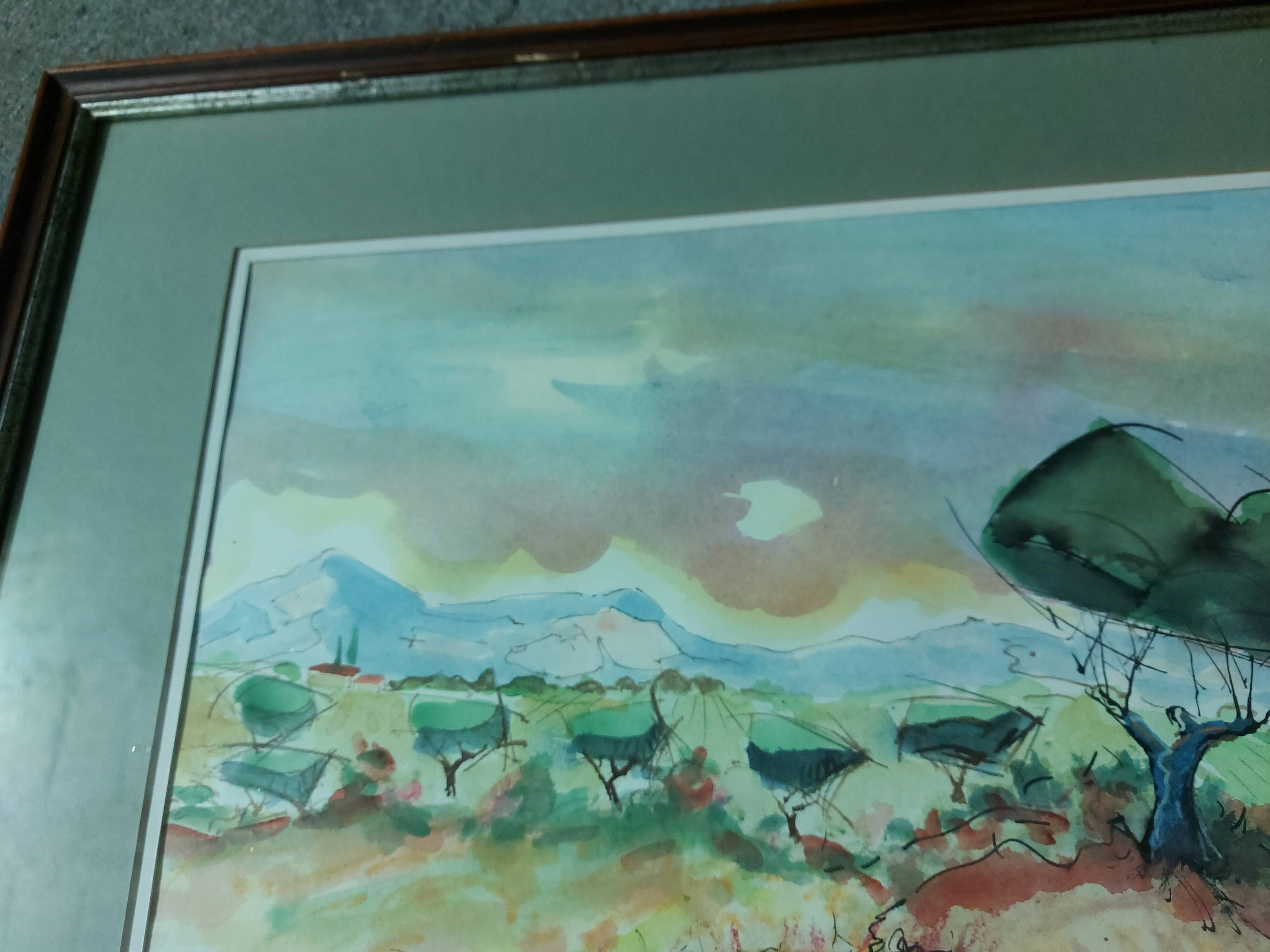 Tableau , aquarelle paysage provencal