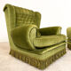 Set of two vintage original green velvet armchairs