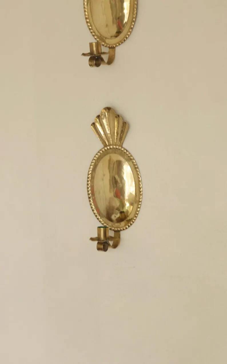 Pair of Swedish Wall Sconces in Brass, Dating from 1944