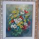 Tableau bouquet de fleurs, huile sur isorel