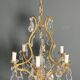 Louis XV style bronze chandelier with crystals and 6 lights