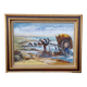 Framed oil on canvas signed Riotte seaweed collector L 81.5 cm Brittany Finistère