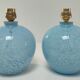 Deux pieds lampes boules art déco verre de clichy bleu
