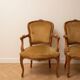 Pair of Louis XV armchairs in golden velvet