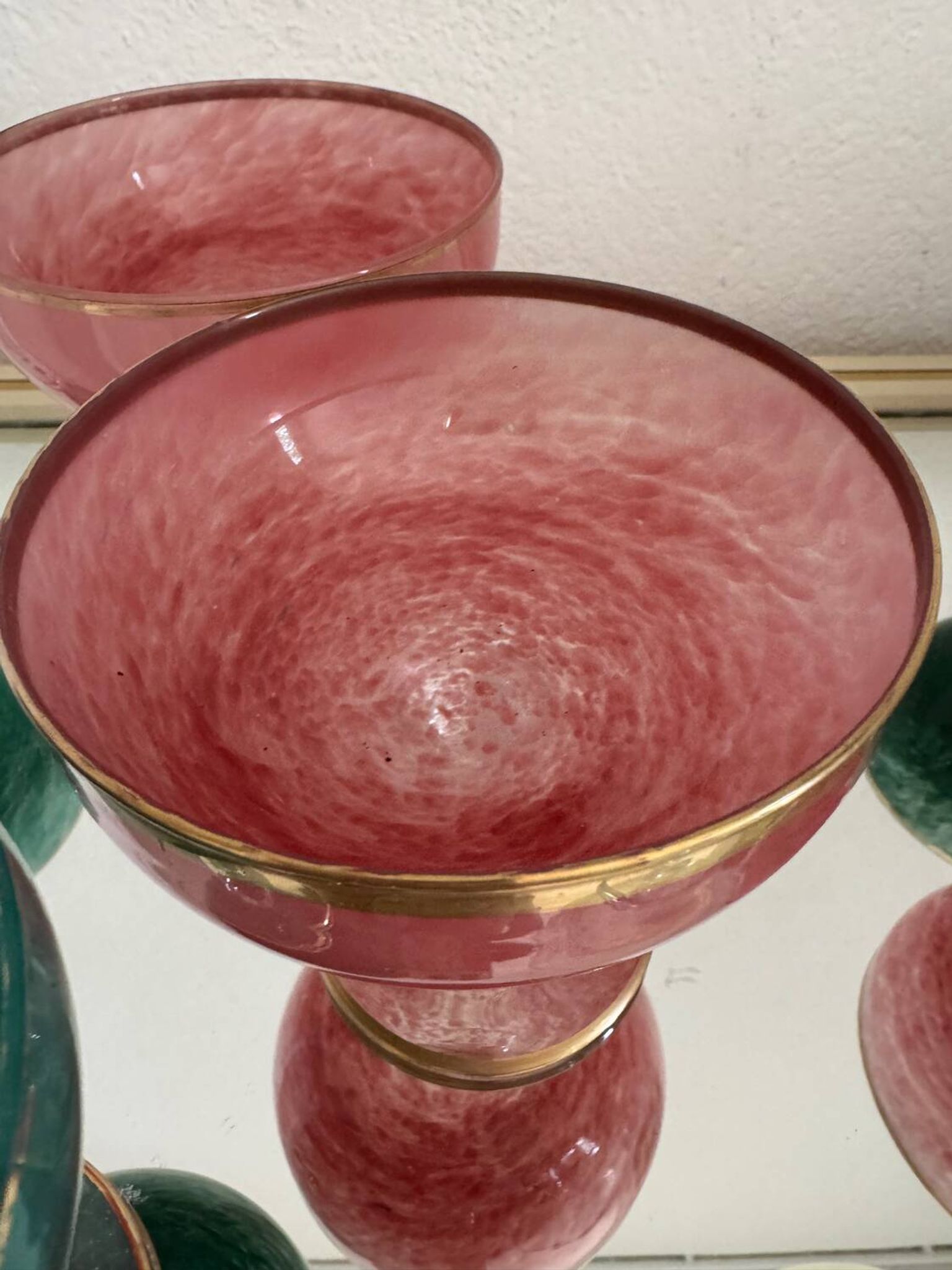 Multi-colored Venetian crystal ice cream cups