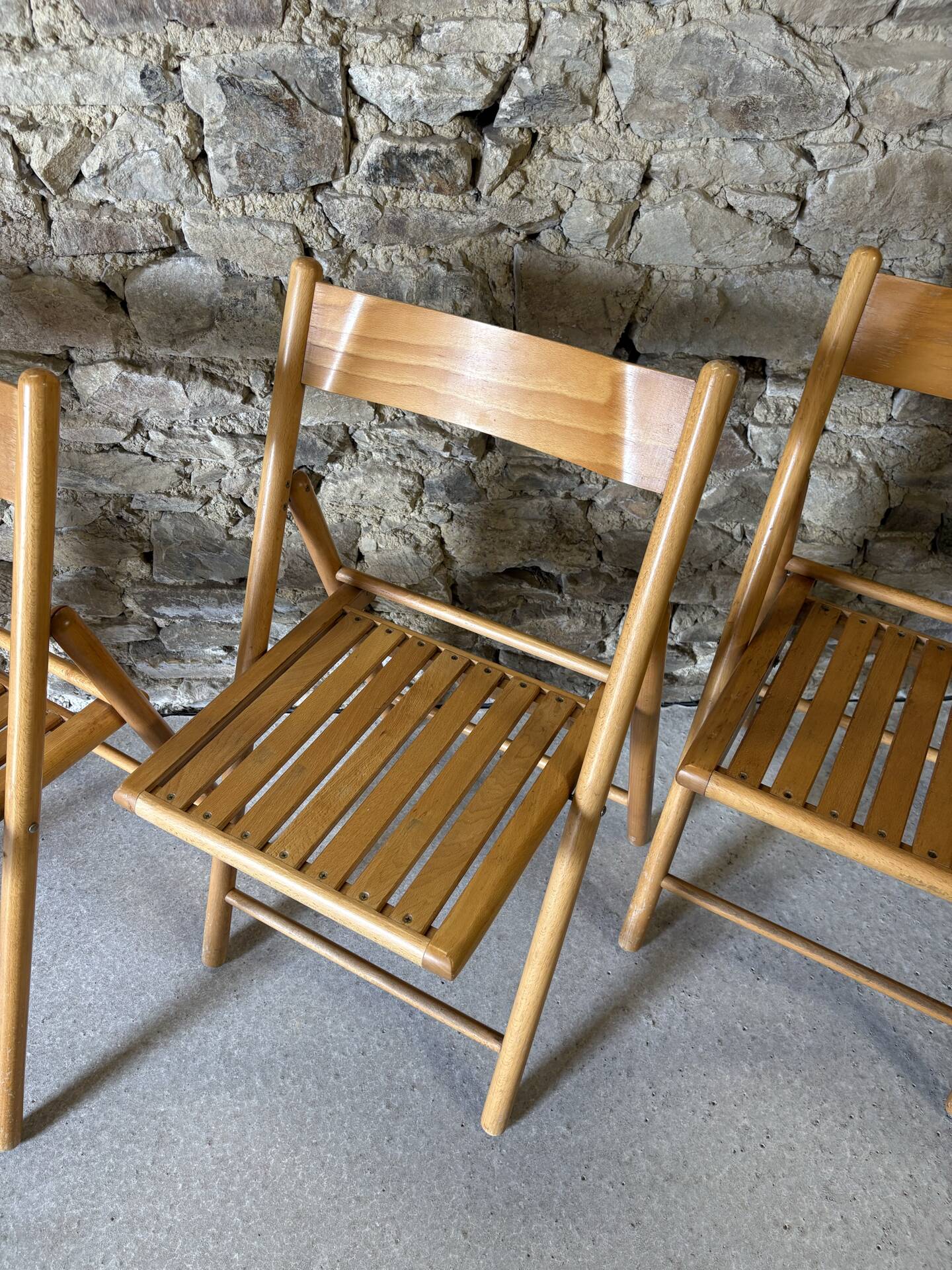 4 folding wooden chairs for Habitat, 1980