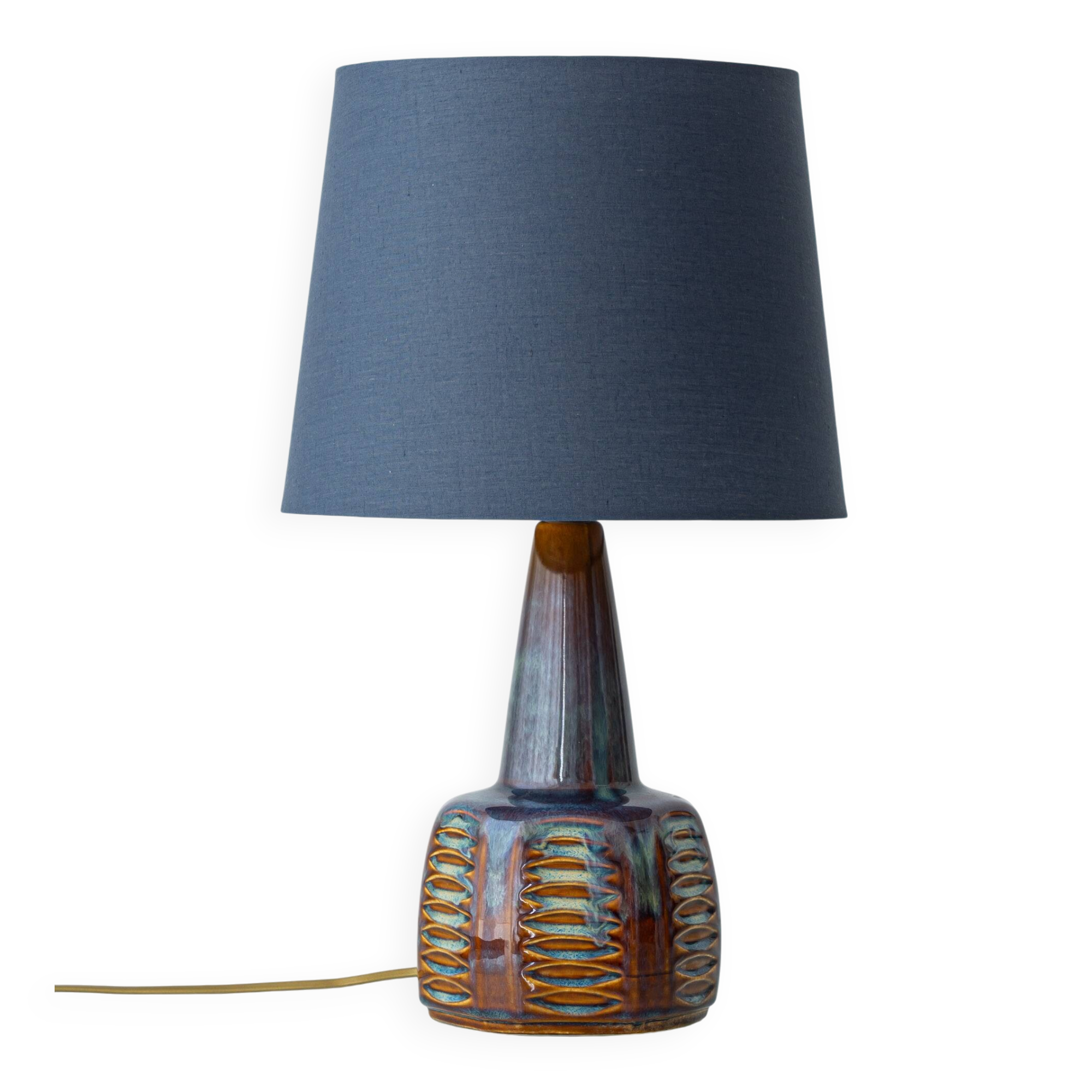 Søholm Danish Modern Stoneware Table Lamp, Brown and Blue Glaze, New Shade