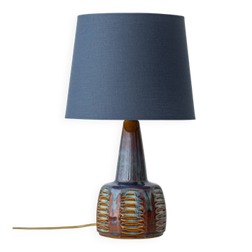 Lampe de table en grès danois Søholm moderne, glaçure marron et bleue, nouvel abat-jour